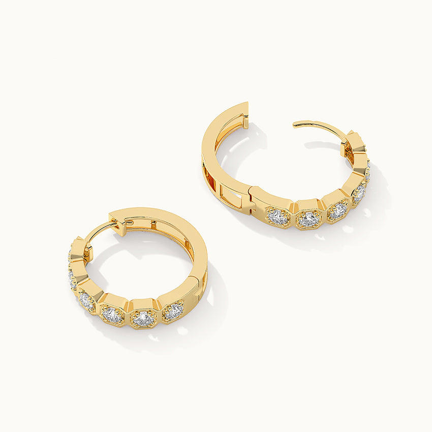 Boxed Diamond Hoops, 14K Gold Vermeil, 1 ct Lab Grown Diamond-8