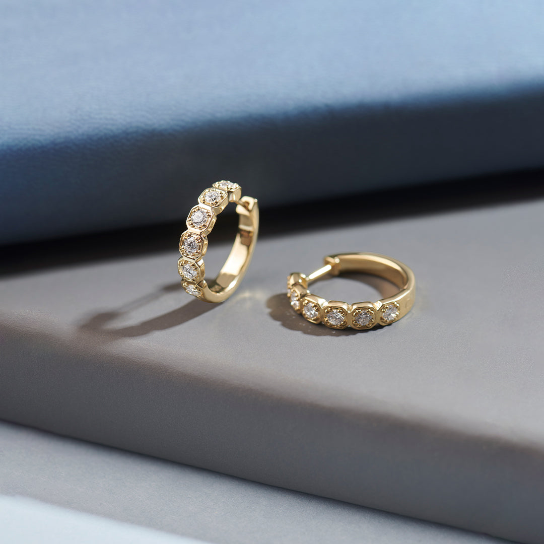 Boxed Diamond Hoops, 14K Gold Vermeil, 1 ct Lab Grown Diamond-1
