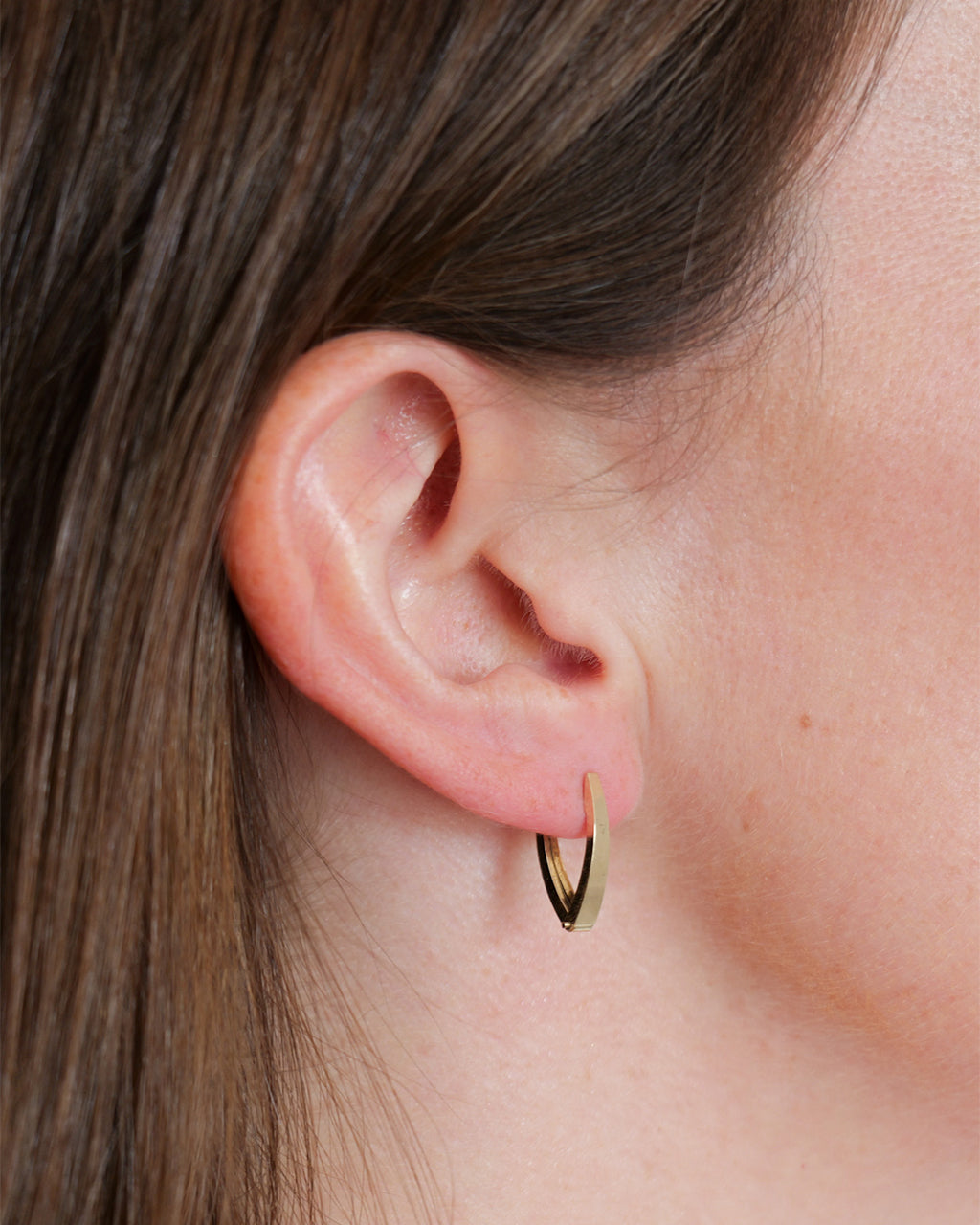 Gold V Hoops, 10K Solid Gold-2