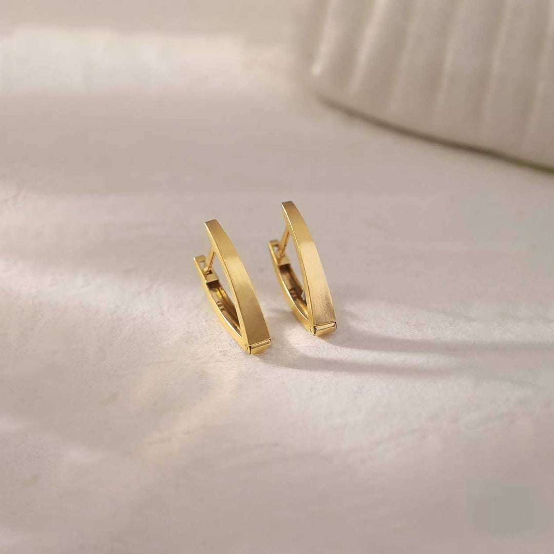 Gold V Hoops, 10K Solid Gold-1