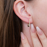 Gold Rectangular Hoops, 10K Solid Gold-3
