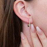 Gold Rectangular Hoops, 10K Solid Gold-3