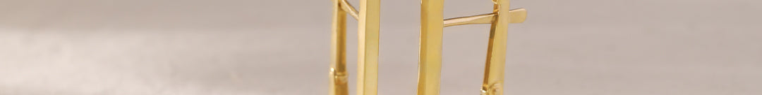 Gold Rectangular Hoops, 10K Solid Gold-1