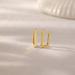 Gold Rectangular Hoops, 10K Solid Gold-1