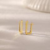 Gold Rectangular Hoops