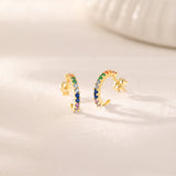 Gold Rainbow Hoops, 10K Solid Gold-5