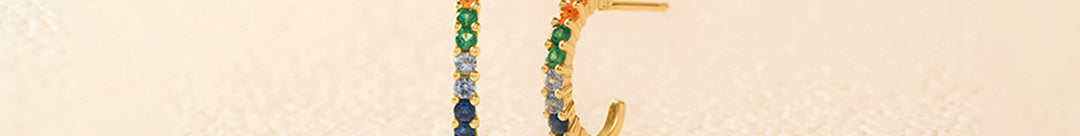 Gold Rainbow Hoops, 10K Solid Gold-1