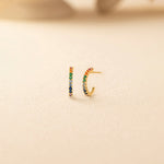 Gold Rainbow Hoops, 10K Solid Gold-1