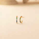 Gold Rainbow Hoops, 10K Solid Gold-1