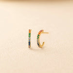 Gold Rainbow Hoops, 10K Solid Gold-4