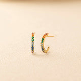 Gold Rainbow Hoops, 10K Solid Gold-4
