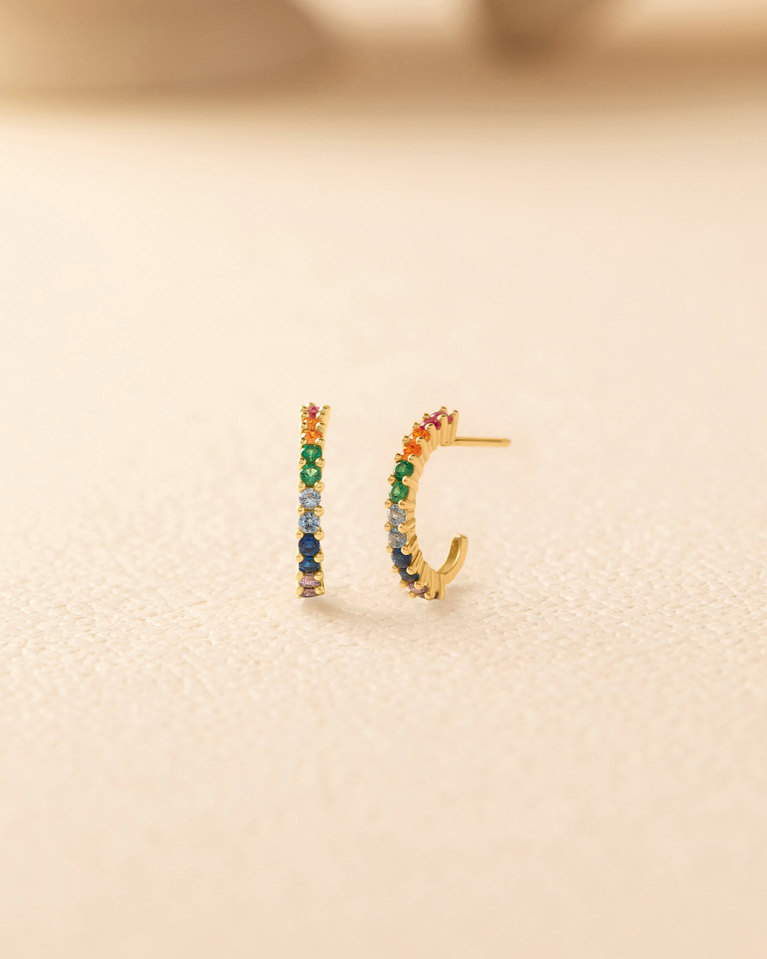 Gold Rainbow Hoops, 10K Solid Gold-4