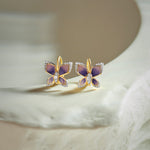 Enamel Butterfly Hoops, 14K Solid Gold, 1/4 ct Lab Grown Diamond-6