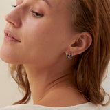 Enamel Butterfly Hoops, 14K Solid Gold, 1/4 ct Lab Grown Diamond-4