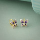 Enamel Butterfly Hoops, 14K Gold Vermeil, 1/4 ct Lab Grown Diamond-5