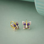 Enamel Butterfly Hoops, 14K Solid Gold, 1/4 ct Lab Grown Diamond-5