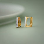 Engraved Edgy Hoops, 14K Solid Gold, 1/5 ct Lab Grown Diamond-7