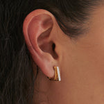 Engraved Edgy Hoops, 14K Solid Gold, 1/5 ct Lab Grown Diamond-2