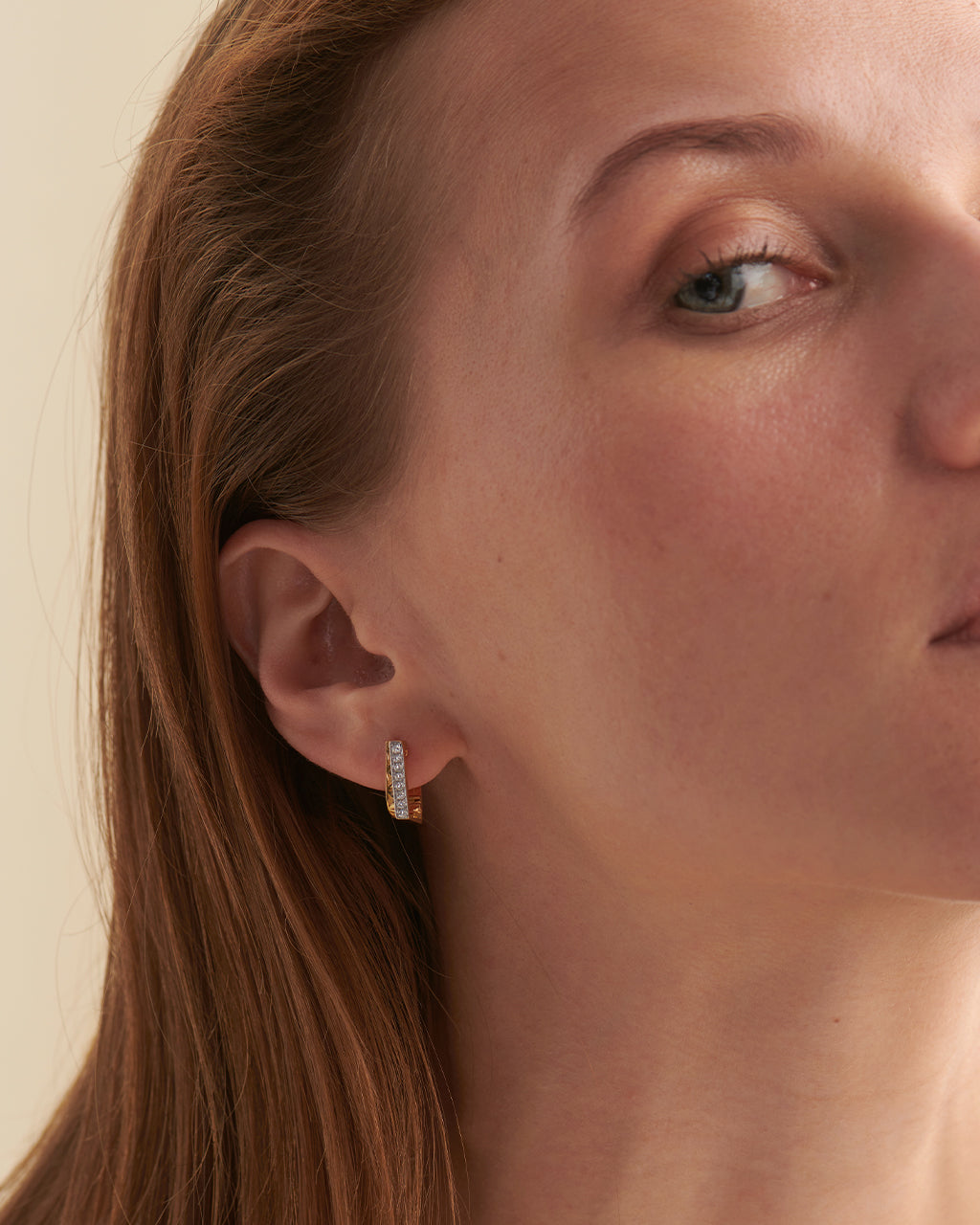 Engraved Edgy Hoops, 14K Solid Gold, 1/5 ct Lab Grown Diamond-4
