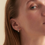 Engraved Edgy Hoops, 14K Solid Gold, 1/5 ct Lab Grown Diamond-4