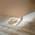 Engraved Edgy Hoops, 14K Solid Gold, 1/5 ct Lab Grown Diamond-1