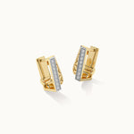 Engraved Edgy Hoops, 14K Solid Gold, 1/5 ct Lab Grown Diamond-3