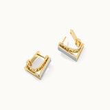 Engraved Edgy Hoops, 14K Solid Gold, 1/5 ct Lab Grown Diamond-6
