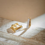 Engraved Edgy Hoops, 14K Solid Gold, 1/5 ct Lab Grown Diamond-8