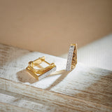 Engraved Edgy Hoops, 14K Solid Gold, 1/5 ct Lab Grown Diamond-8