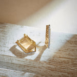 Engraved Angled Hoops, 14K Gold Vermeil, 1/5 ct Lab Grown Diamond-7
