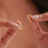 Engraved Angled Hoops, 14K Gold Vermeil, 1/5 ct Lab Grown Diamond-2