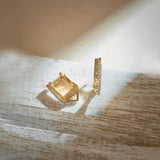 Engraved Angled Hoops, 14K Gold Vermeil, 1/5 ct Lab Grown Diamond-1