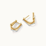 Engraved Angled Hoops, 14K Gold Vermeil, 1/5 ct Lab Grown Diamond-6