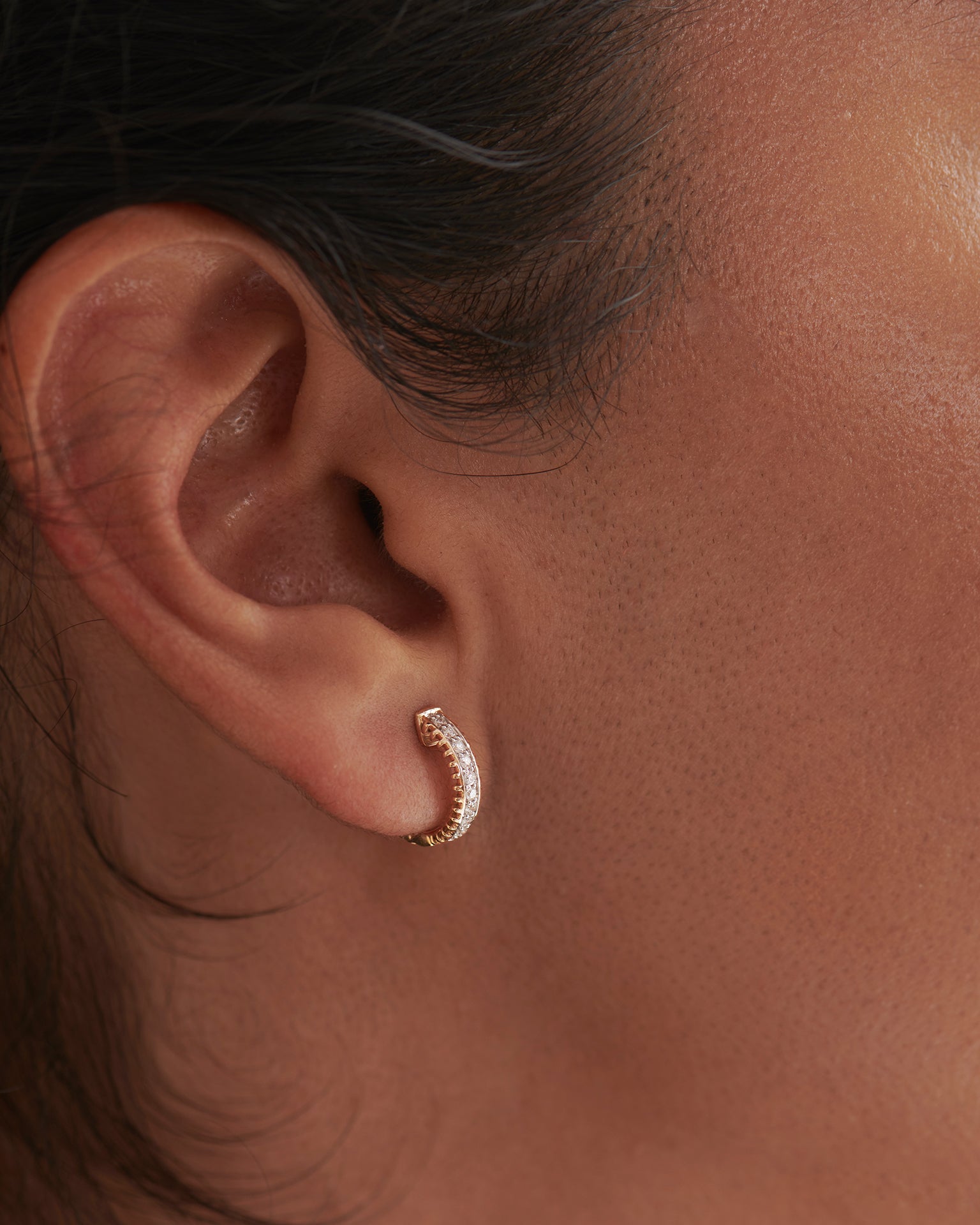 Fine Small Diamond Hoops, 14K Solid Gold, 1/5 ct Lab Grown Diamond-4
