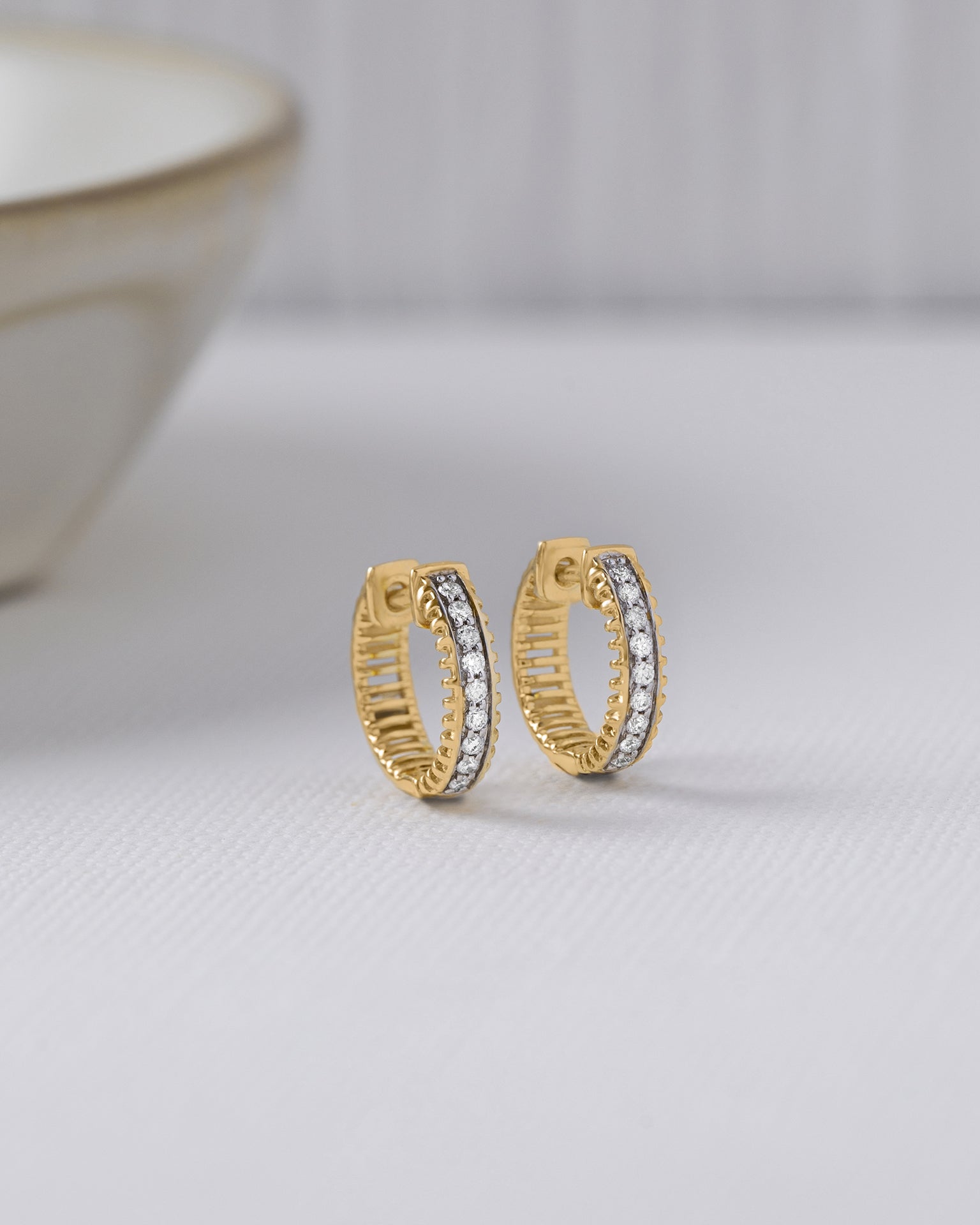 Fine Small Diamond Hoops, 14K Solid Gold, 1/5 ct Lab Grown Diamond-7