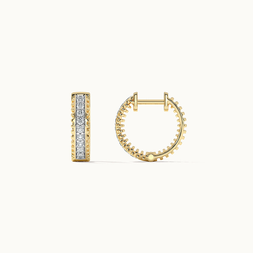 Fine Small Diamond Hoops, 14K Solid Gold, 1/5 ct Lab Grown Diamond-5