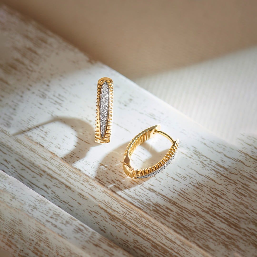 Fine Oval Hoops, 14K Solid Gold, 1/5 ct Lab Grown Diamond-1