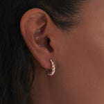 Fine Threaded Hoops, 14K Solid Gold, 3/8 ct Lab Grown Diamond-5