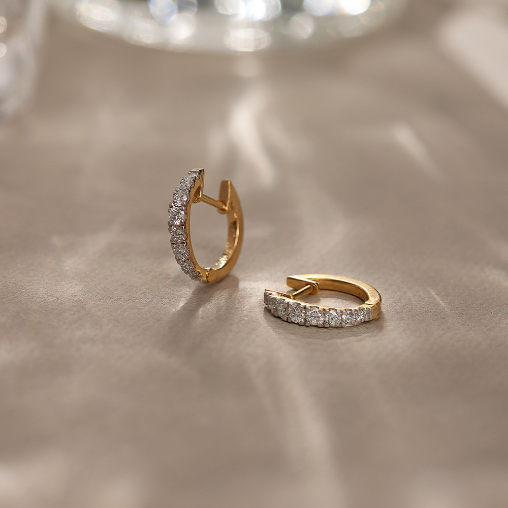 Tapered Classic Diamond Hoops, 14K Gold Vermeil, 1/2 ct Lab Grown Diamond-1