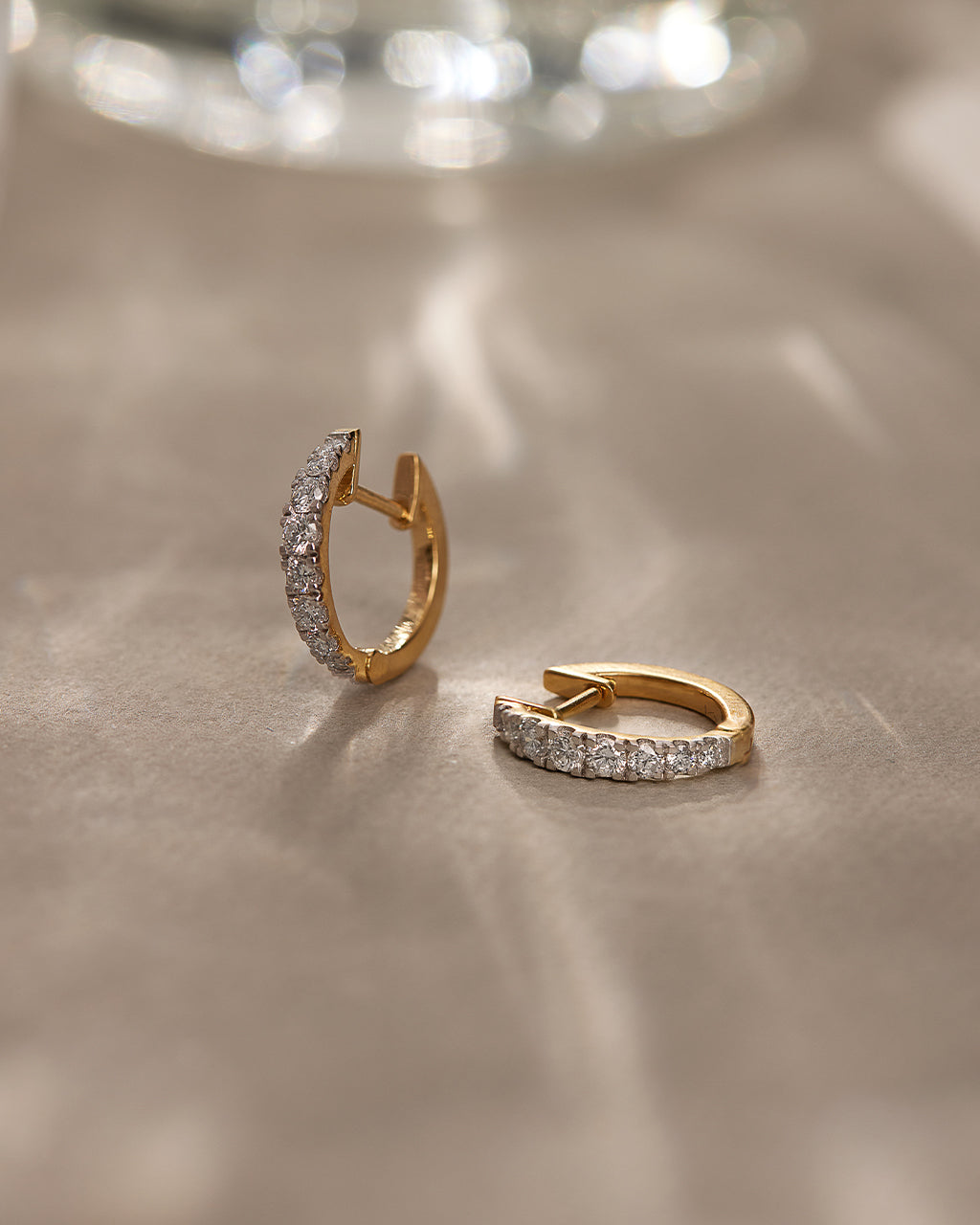 Tapered Classic Diamond Hoops, 14K Gold Vermeil, 1/2 ct Lab Grown Diamond-6