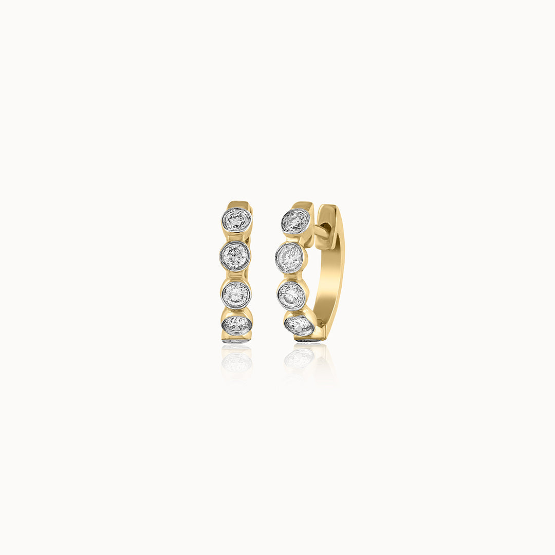 Bezel Set Diamond Hoops, 14K Solid Gold, 1/3 ct Lab Grown Diamond-3