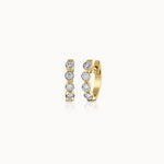 Bezel Set Diamond Hoops, 14K Solid Gold, 1/3 ct Lab Grown Diamond-3