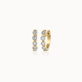 Bezel Set Diamond Hoops, 14K Solid Gold, 1/3 ct Lab Grown Diamond-3