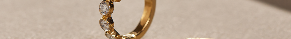 Bezel Set Diamond Hoops, 14K Solid Gold, 1/3 ct Lab Grown Diamond-1