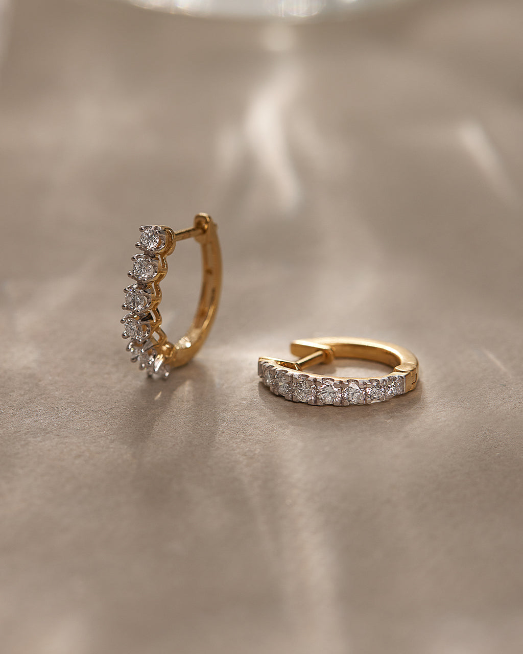 Linear Diamond Hoops, 14K Solid Gold, 1/2 ct Lab Grown Diamond-5