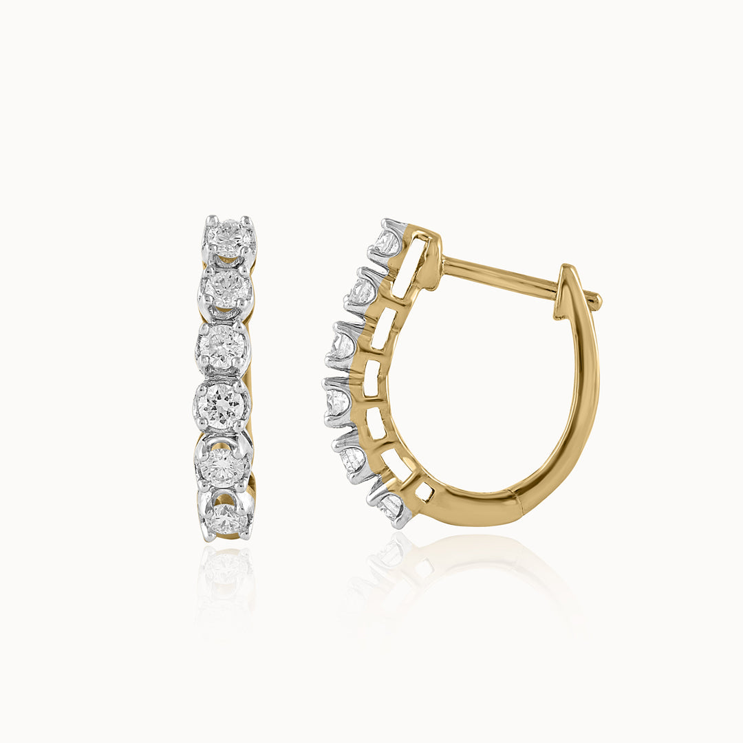 Linear Diamond Hoops, 14K Gold Vermeil, 1/2 ct Lab Grown Diamond-3
