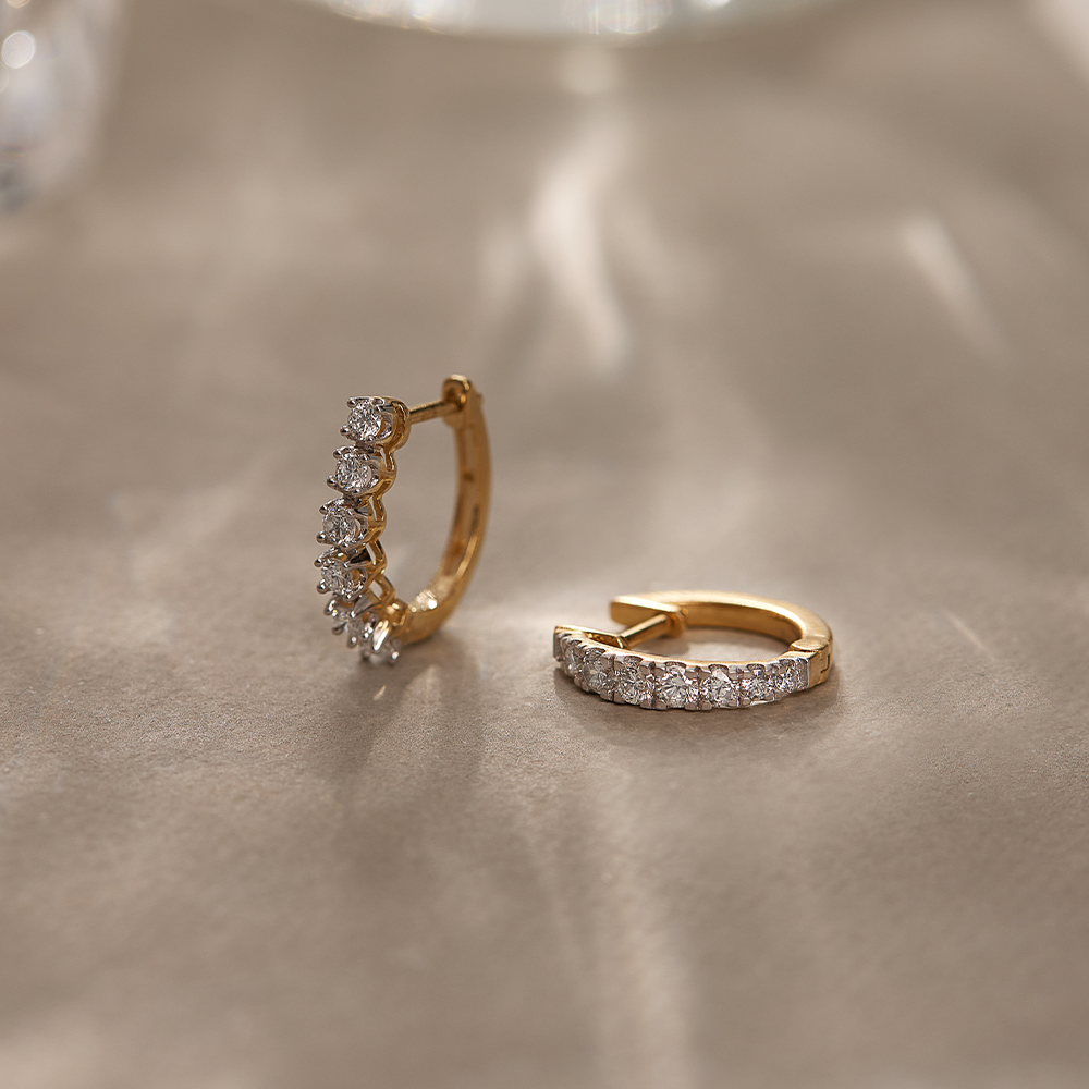 Linear Diamond Hoops, 14K Gold Vermeil, 1/2 ct Lab Grown Diamond-1