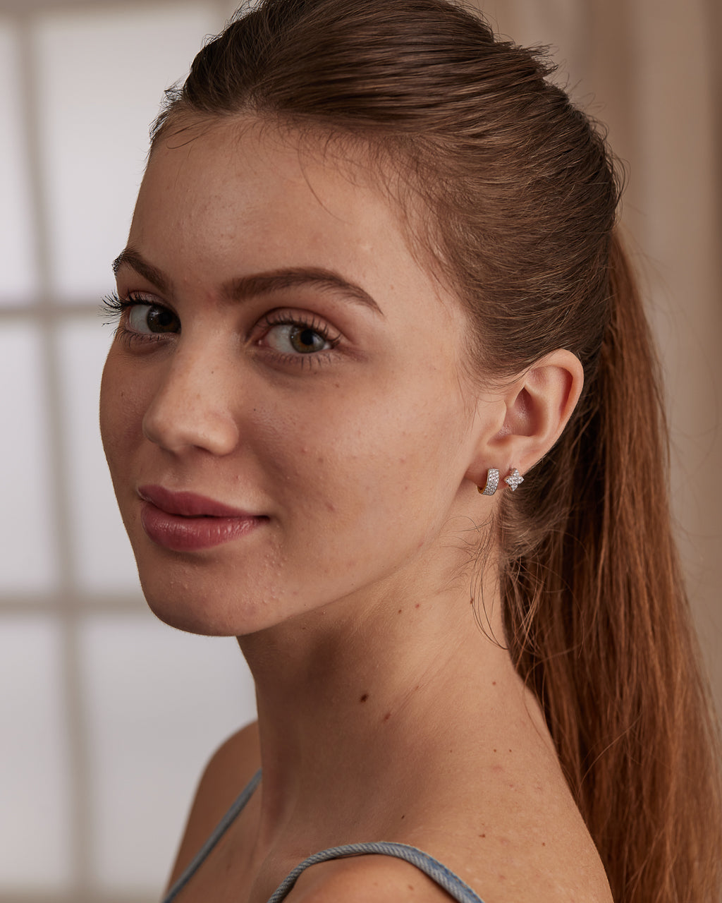 Bold Mini Diamond Hoops, 14K Gold Vermeil, 3/8 ct Lab Grown Diamond-4