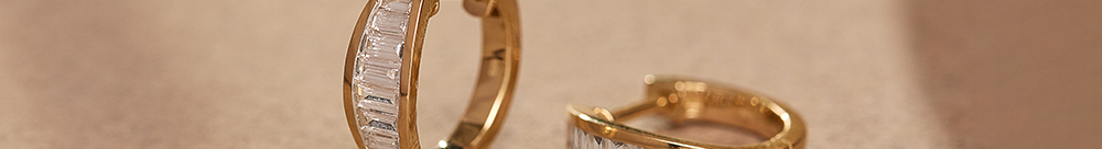 Baguette Diamond Hoops, 14K Gold Vermeil, 3/4 ct Lab Grown Diamond-1