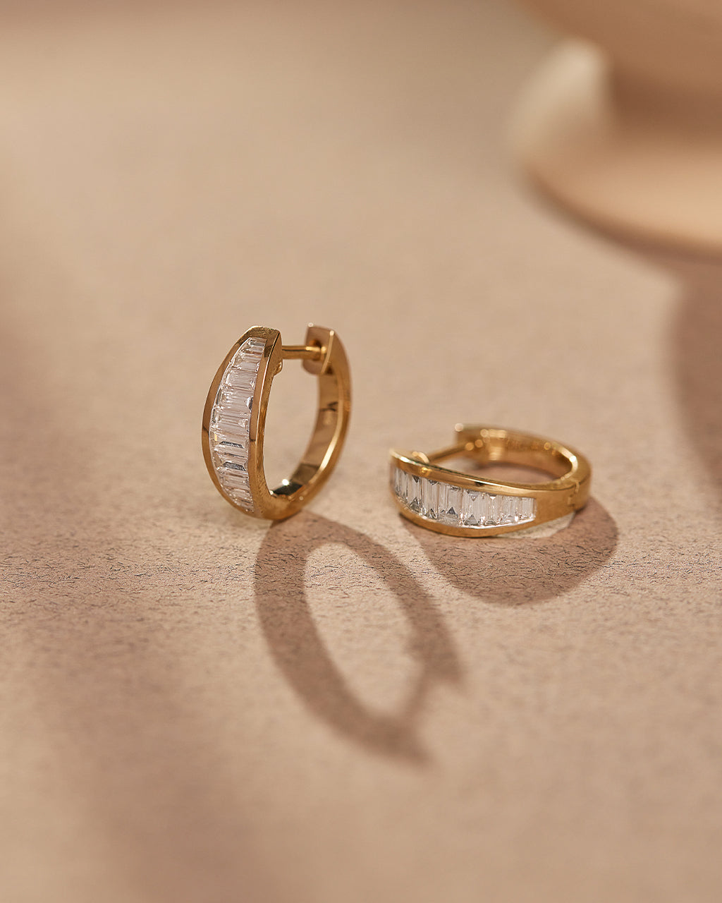 Baguette Diamond Hoops, 14K Solid Gold, 3/4 ct Lab Grown Diamond-6